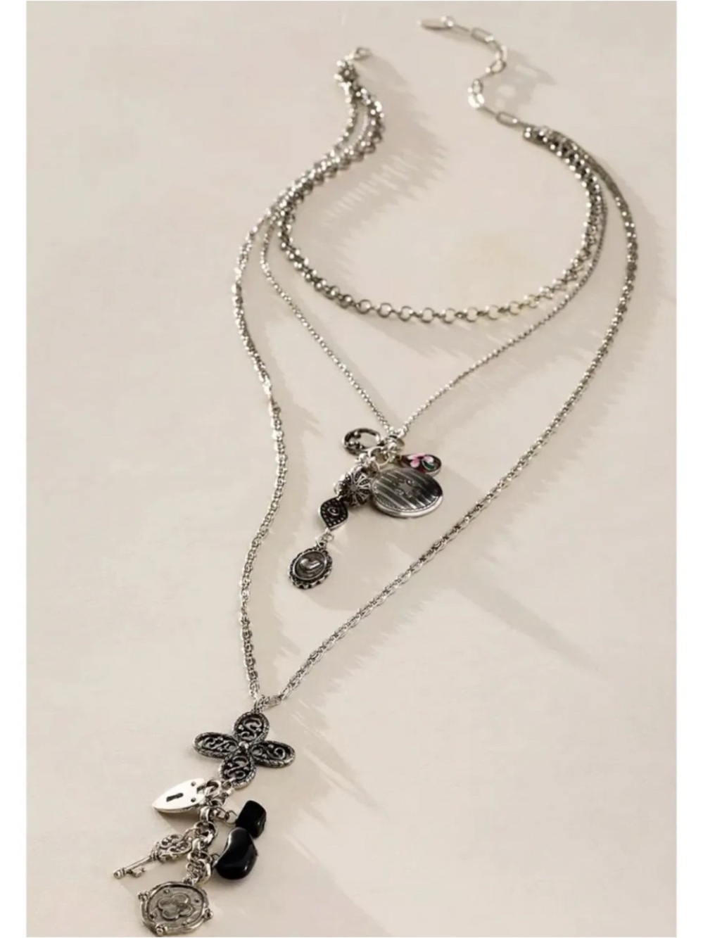 NWOT Free People Luelle Layered Silver-Tone Charm Necklace - Women's Jewelry